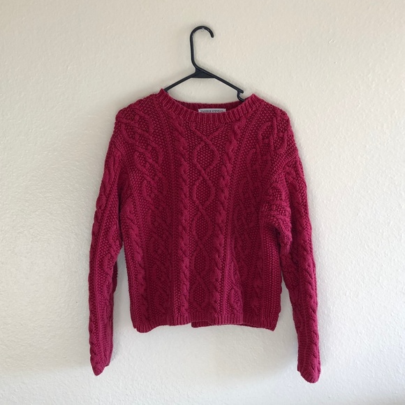 Valerie Stevens Sweaters - SOLD! 80s raspberry cable-knit boxy warm sweater